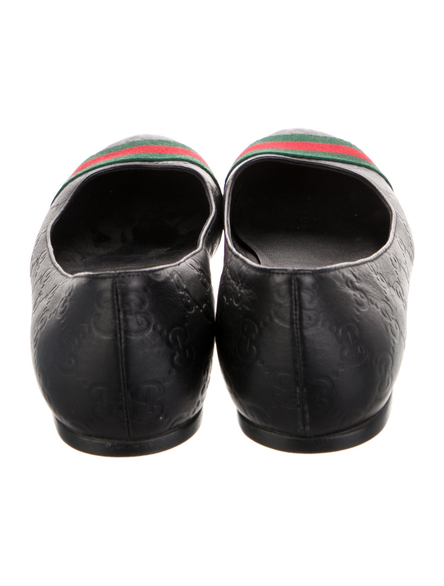Gucci Web Accent Leather Ballet Flats